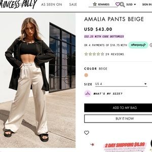 NEW PRINCESS POLLY Amalia Pants Beige Size 4